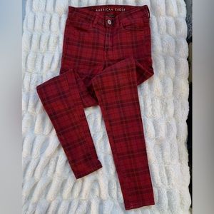 Red plaid next level stretch high rise jeggings